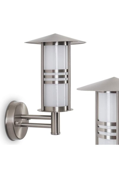 Generic Brand Outdoor Wall Lamp, Stainless Steel & Frosted Glass, E27 Socket,...