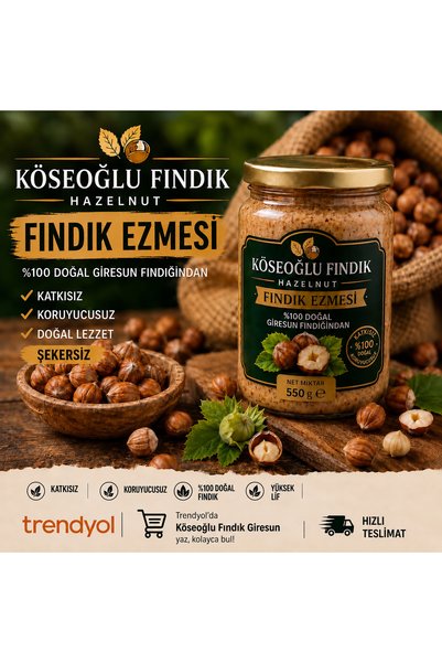 % 100 Giresun Kalite Fındık Ezmesi (% 80 fındık % 20 şeker) 550Gr Fındık Ezmesi