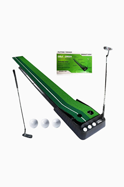 TDOO Golf Putting Green Mat, Otomatik Geri Dönüş, Çift Delikli Tasarım - yeşil