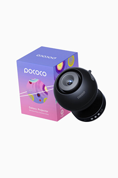 pococo Yıldızlı Gökyüzü Projektörü Çocuk Gece Lambası, 2 Disk, A+++ - Black
