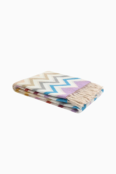 Missoni Home Italian Made Colorful Wool Blend Scarf, Zigzag Pattern and Fringe