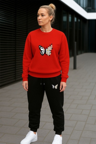 orwen life est. 2022 Women's Floral Butterfly Printed Oversize Sweatshirt & T...