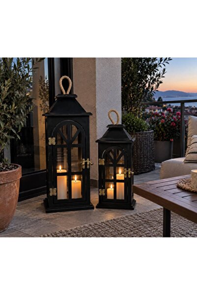 Colorido Candles COLORİDO DEKORATİF AMAÇLI BÜYÜK BOY AHŞAP 2 Lİ MUMLUK 50 CM ...