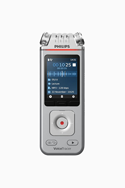 Philips VoiceTracer DVT4115 Ses Kaydedici, 3 Mikrofon, AI Transkripsiyon - gri