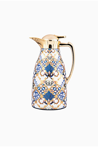 Roomours Blue Flower Gold Thermos 1 Liter - Blue