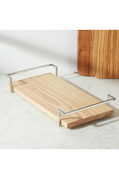 Crate & Barrel Clyde Countertop Tray with Stylish and Functional Stainless St...