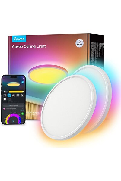 Govee RGBIC Smart Tavan Lambası, 24W, 16 Milyon Renk, Alexa & Google Assistan...