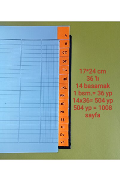 DEFTERSAN 17x24 Fihrist defteri 36' lı