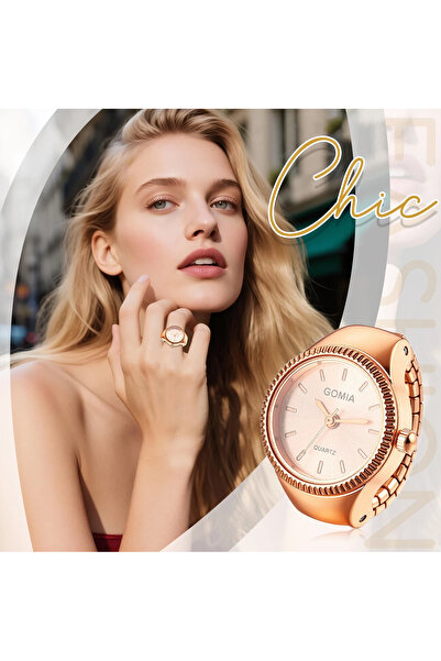 Generic Brand Unisex Curved Finger Watch Elastic Band Quartz Ring Watch