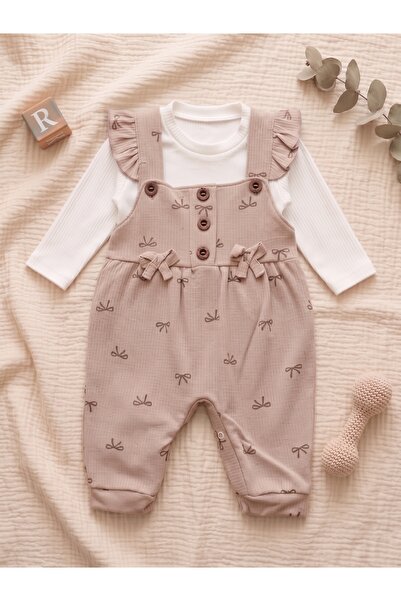 EYMİR GİYİM Bow Patterned Baby Girl/Child Set with Snap Fasteners on the Bott...