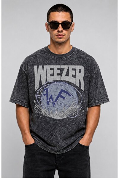 Fuddy Moda Tricou unisex lavabil cu imprimeu Weezer, tricou vintage supradime...