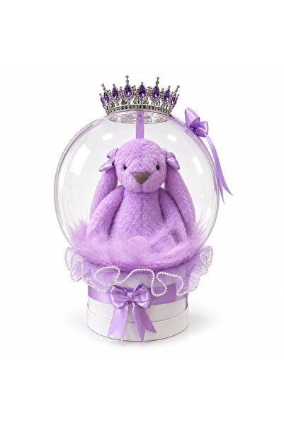 BALONCU ABLA Taçlı Peluş Tavşanlı Balon Kutusu