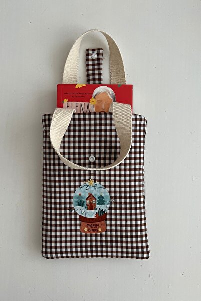 Generic Brand Gingham Patterned Short Sleeve Strap Book Carrying Bag Case