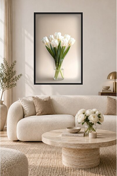 ZURİ DESİGN Beli cvet Beli tulipan Okvir za sliku Izgled MDF zidne slike Beli...