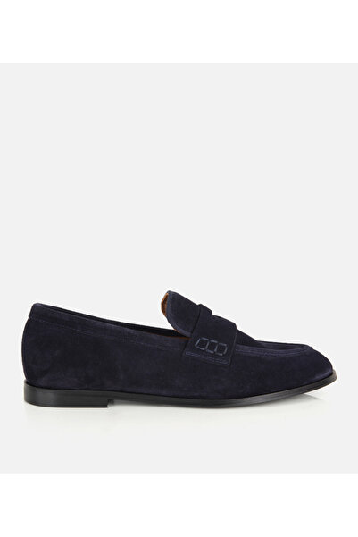 Hotiç Kadın Süet Deri Lacivert Yumuşak Dokulu Klasik Loafer