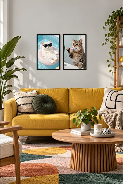 ZURİ DESİGN Mizahi Kedi Güneş Gözlüğü Diş Fırçası 2'li Set Çerçeve Görünümlü ...