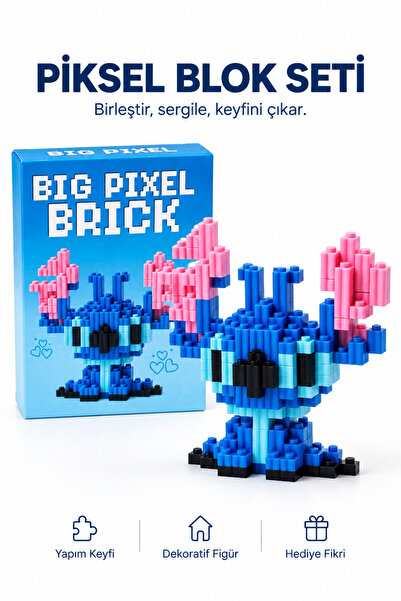 Öz-bal Büyük Mavi Uzaylı Karakter Büyük 3D Piksel Blok Yapım Seti Figür Oyunc...