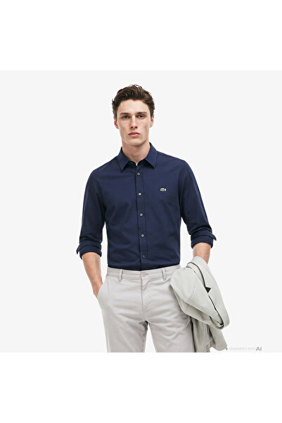 Lacoste Erkek Slim Fit Lacivert Gömlek