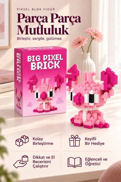 Öz-bal Büyük Sevimli Pembe uzaylı Blok Seti Oyuncak Hediye