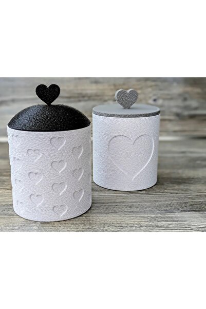 Bezos 3D Printing 2-Piece Heart Patterned Jar Set with Lids, Decorative Stora...