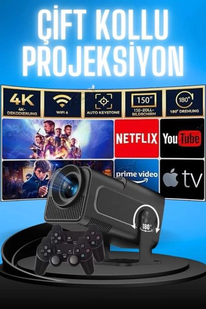 Generic Brand Projector black android portable cinema projection wifi support...