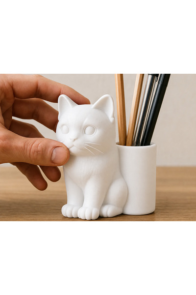 Generic Brand 3D принтирана фигурка на котка - поставка за химикалки - органа...