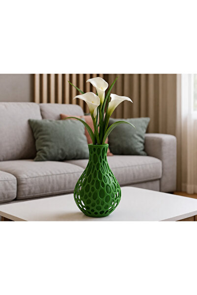 Bezos Vază cu textură tip fagure, imprimată 3D - Vază decorativă perforată-verde