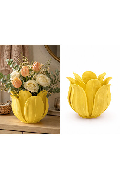 Bezos Vază cu frunze de lotus cu imprimare 3D - Ghiveci decorativ pentru flor...