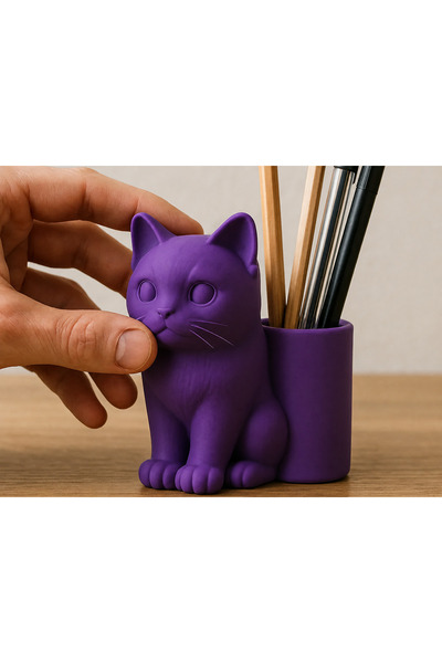Generic Brand 3D принтирана фигурка на котка - поставка за химикалки - органа...