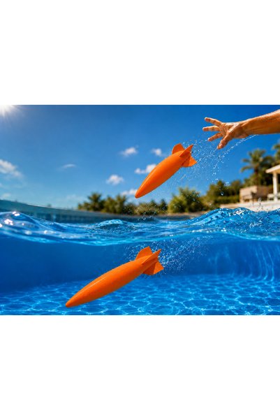 ELİSY 3D Printed Water Rocket Torpedo Toy - Pool Diving Toy-Orange