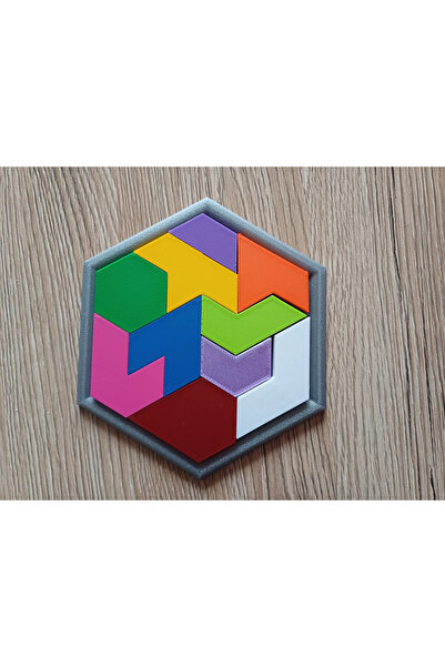 Hobibahçem 3D Printing Hexagonal Tangram Puzzle - Colorful Brain Teaser and M...