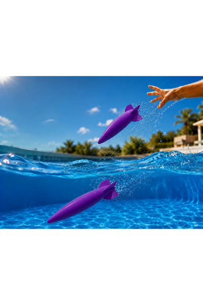 Bezos 3D Printed Water Rocket Torpedo Toy - Pool Diving Toy-Purple