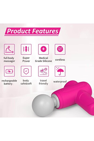 vansky Mini Massage Gun, Electric Back Massagers, Quiet Portable Handheld Waterproof Massager Gun with 10 Speeds- Rose Red