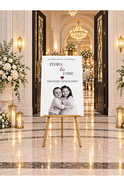 NPCQUN Kişiye Özel Çocukluk Fotoğraflı Nişan Karşılama Panosu 50x70 cm – İsim...