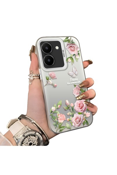 CHICASELUX حافظة فراشة وردية أنيقة متوافقة مع هاتف Vivo Y27 5G/Y27S، هيكل نحي...