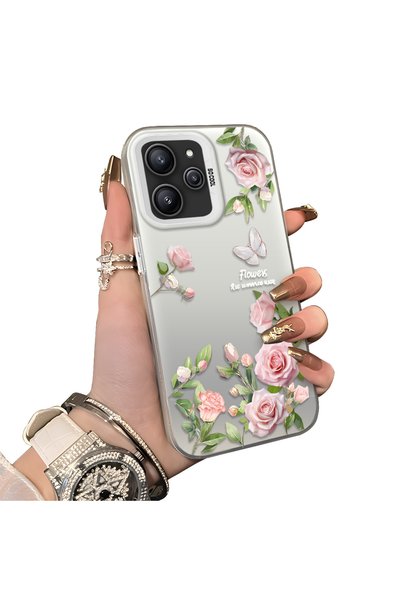 CHICASELUX حافظة Redmi 12 4G/5G المتوافقة مع تقنية 5G، بتصميم فراشة وردية أني...