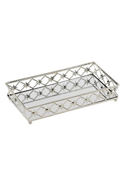 OEM Suport Dreptunghiular Tava cu Oglinda & Margine Argintie cu Romburi pentr...