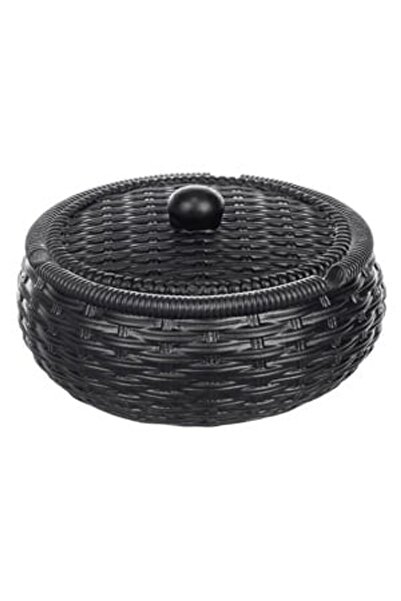 OEM Scrumiera din Ciment Rotunda Neagra cu Capac Ø11x5cm - Scrumiere Lut Cera...