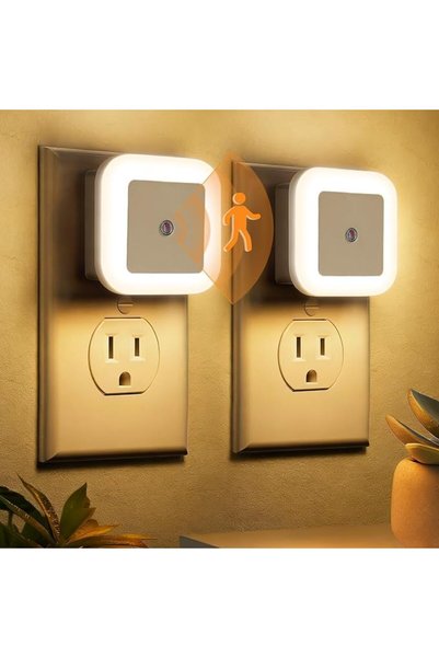 Naxifly إضاءة ليلية، مجموعة من 2 مصباح ليلي LED دافئ يوصل بالكهرباء، إضاءة ذك...
