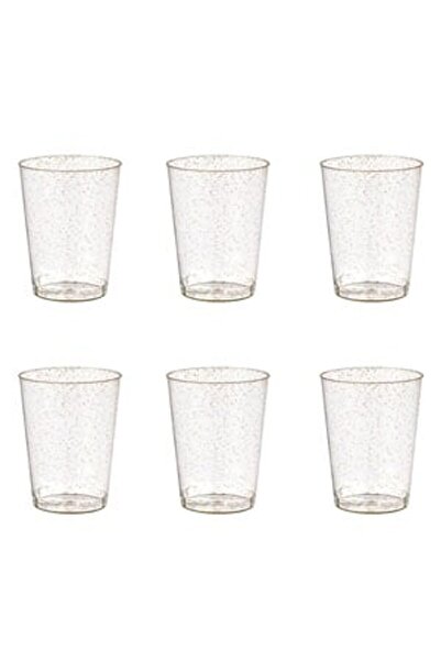 OEM Set Pahare Reutilizabile din Plastic Transparent cu Glitter Auriu pentru ...