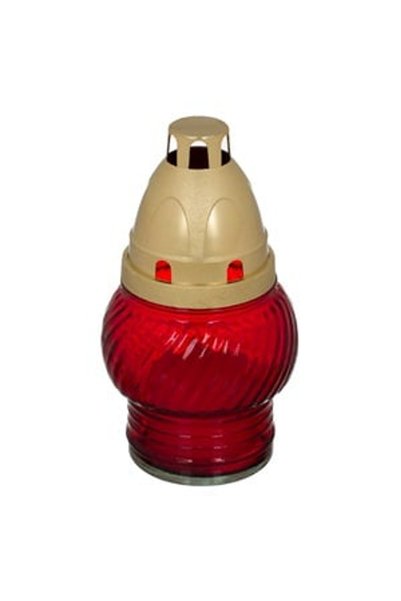 OEM Lumanare Decorativa Reutilizabila in Recipient Rosu din Sticla cu Capac C...