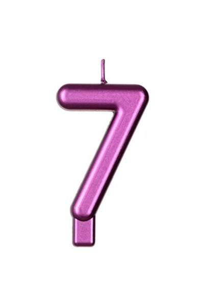 OEM Lumanare Zi de Nastere Fucsia Metalizat Nr.7 - Lumanari Petrecere Numere,...