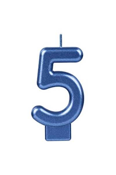 OEM Lumanare Zi de Nastere Bleu Metalizat Nr.5 - Lumanari Petrecere Numere, P...