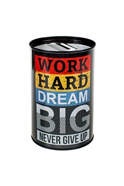 OEM Pusculita Metalica Neagra "Work Hard Dream Big" Ø8x12cm - Pusculite Metal...