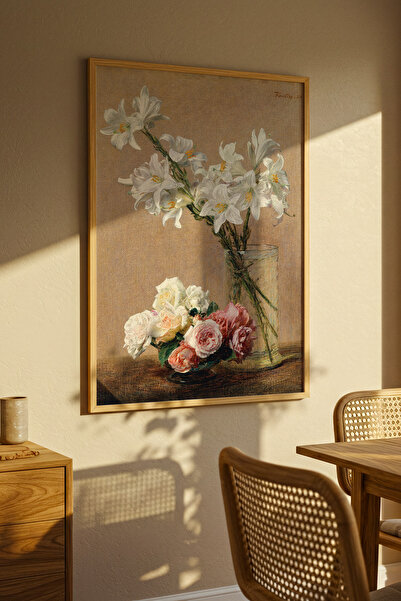 LiaGallery Güller ve Zambaklar - Henri Fantin Latour, Natürmort, Dekoratif Çe...