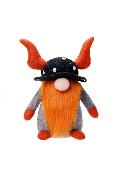 GGEROU Halloween Gnome Plush Decor, Faceless Gnome Doll with Orange Horn & Bl...