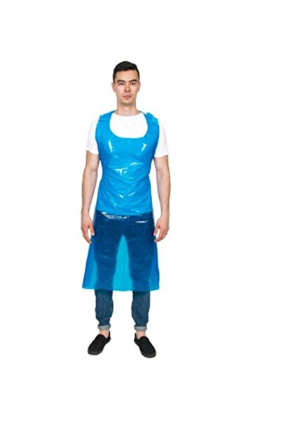 PALM 100-Piece Polyethylene Sleeveless Waterproof Disposable Apron Blue 70x15...