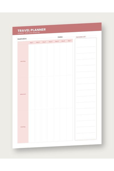 OEM Planner de Călătorie, Tematică Blush, Nedatat, Format A4