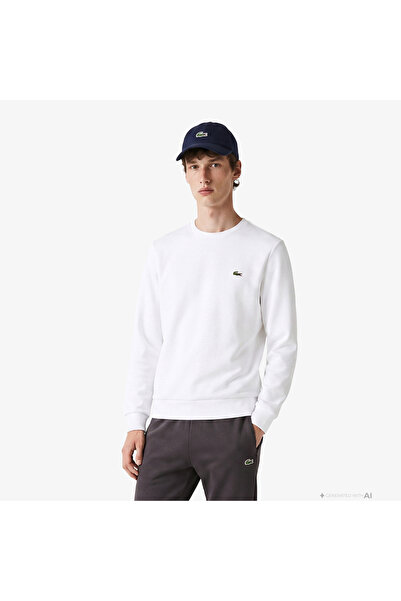 Lacoste Erkek Classic Fit Bisiklet Yaka Beyaz Sweatshirt