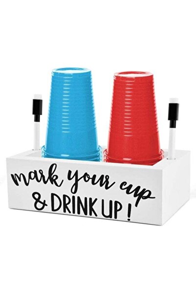 Arabest Double Wooden Cup Holder and Dispenser,Farmhouse Party Cup Organizer ...
